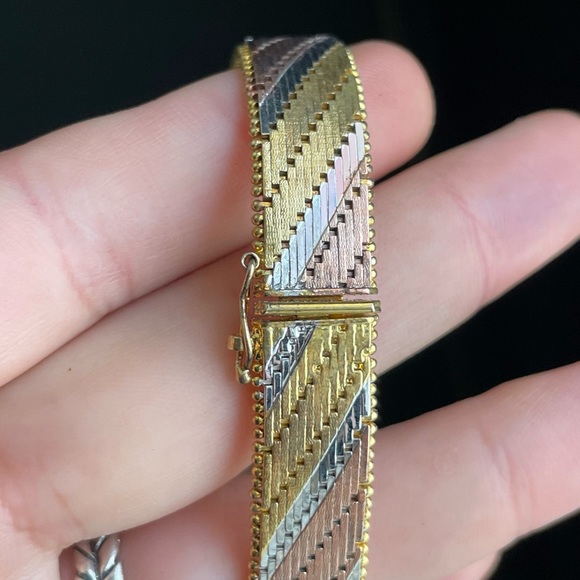 Milor sterling silver Multi Sterling Silver Gold Herringbone Cuff Bracelet - Picture 8 of 14